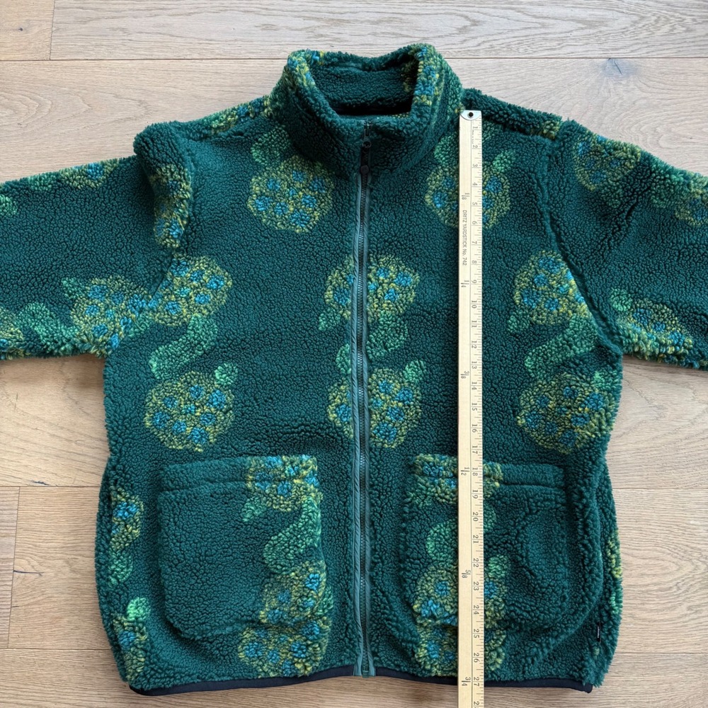 Stussy Flor‎ Sherpa Fleece Jacket Green Sherpa Full Zip Mens XL Mock Neck - Picture 5 of 11